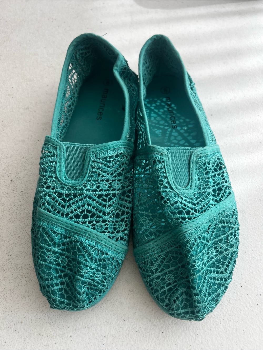 Maurices Teal Crochet Slip-On Loafers